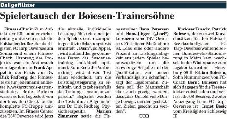 Spielertausch der Boiesen-Trainersöhne